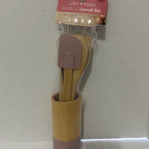 Just Cook Bamboo Utensil Set - Yellow and Pink